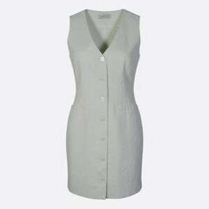 Reveriee White Linen Blend Mini Dress Minimalist Cottagecore Size L